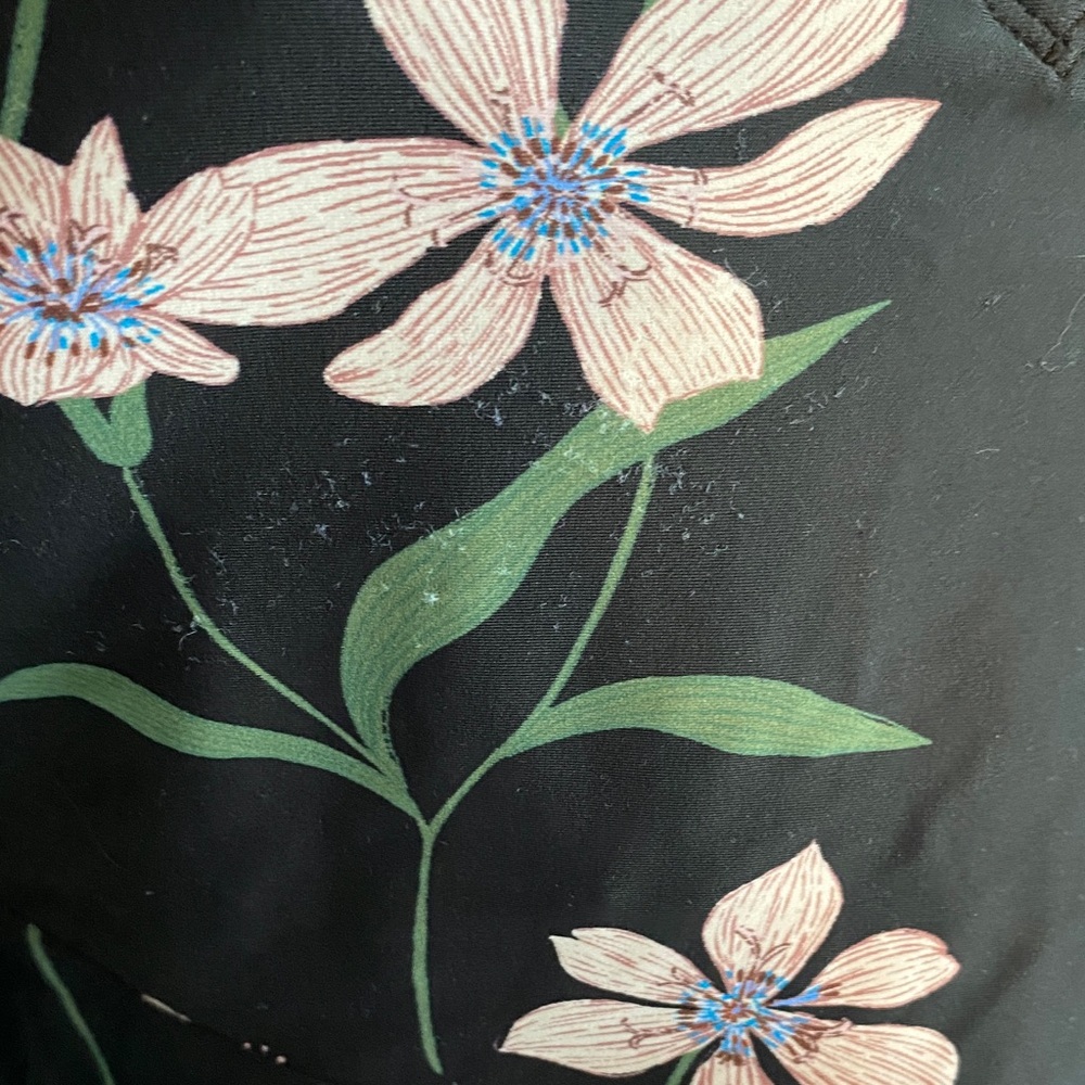 Shade & Shore Black Floral V-Neck Tankini Top with Pink Flowers - Picture 3 of 5